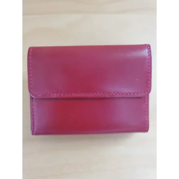 Gucci Vintage Red Leather Tri-fold Mini Wallet c/c Holder 3''x2'' Italy - Picture 3 of 7